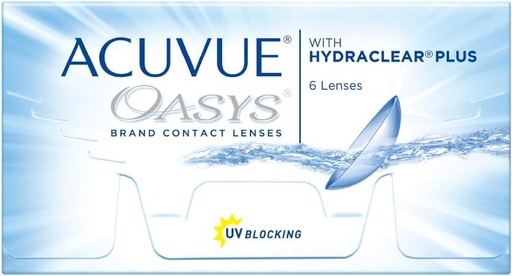 ACUVUE OASYS HYDRACLEAR PLUS CELAR CONTACT LENSES - 6 PACK
